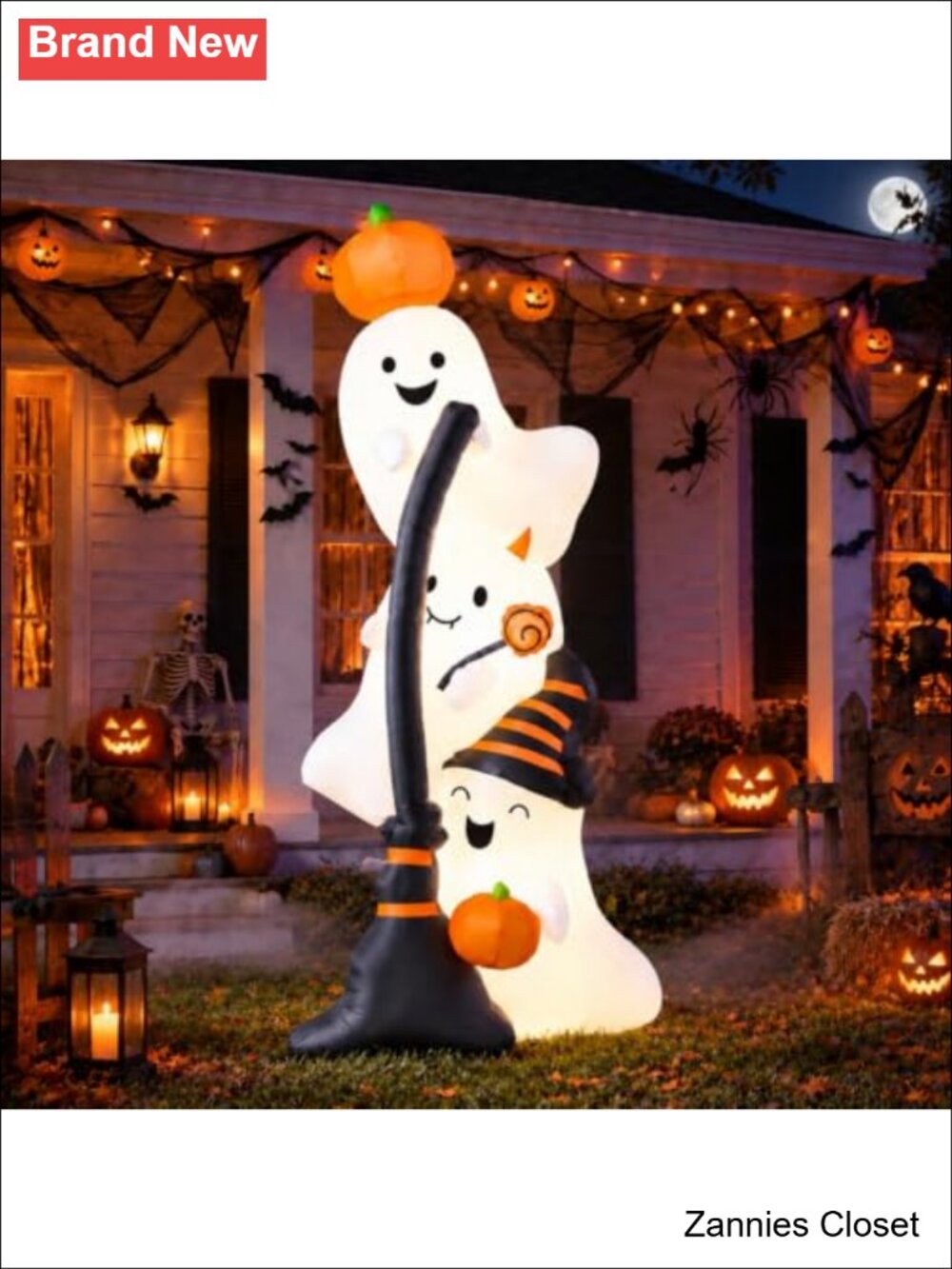 👻 Halloween Inflatable Ghost 7 Ft Stacked LED Yard Decoration